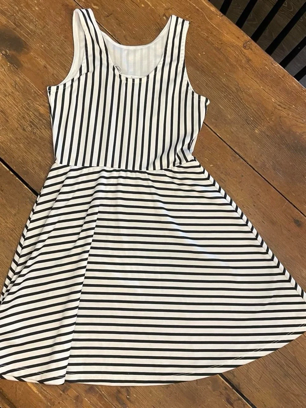 H&M Black & White Striped Kids Dress with Red Mickey Logo